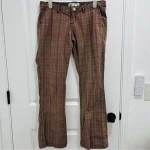 GLO Jeans Pants Plaid Pattern Low-Rise Flare Brown Juniors Size 7